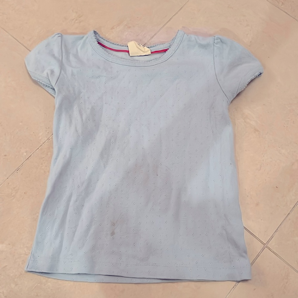 Mini Boden Pointelle Short Sleeve Short Blue Size 6-7Y